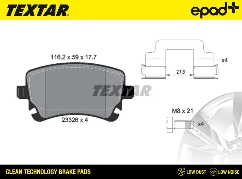 TEXTAR fékbetétkészlet, tárcsafék - 2332601CP - TothCarparts