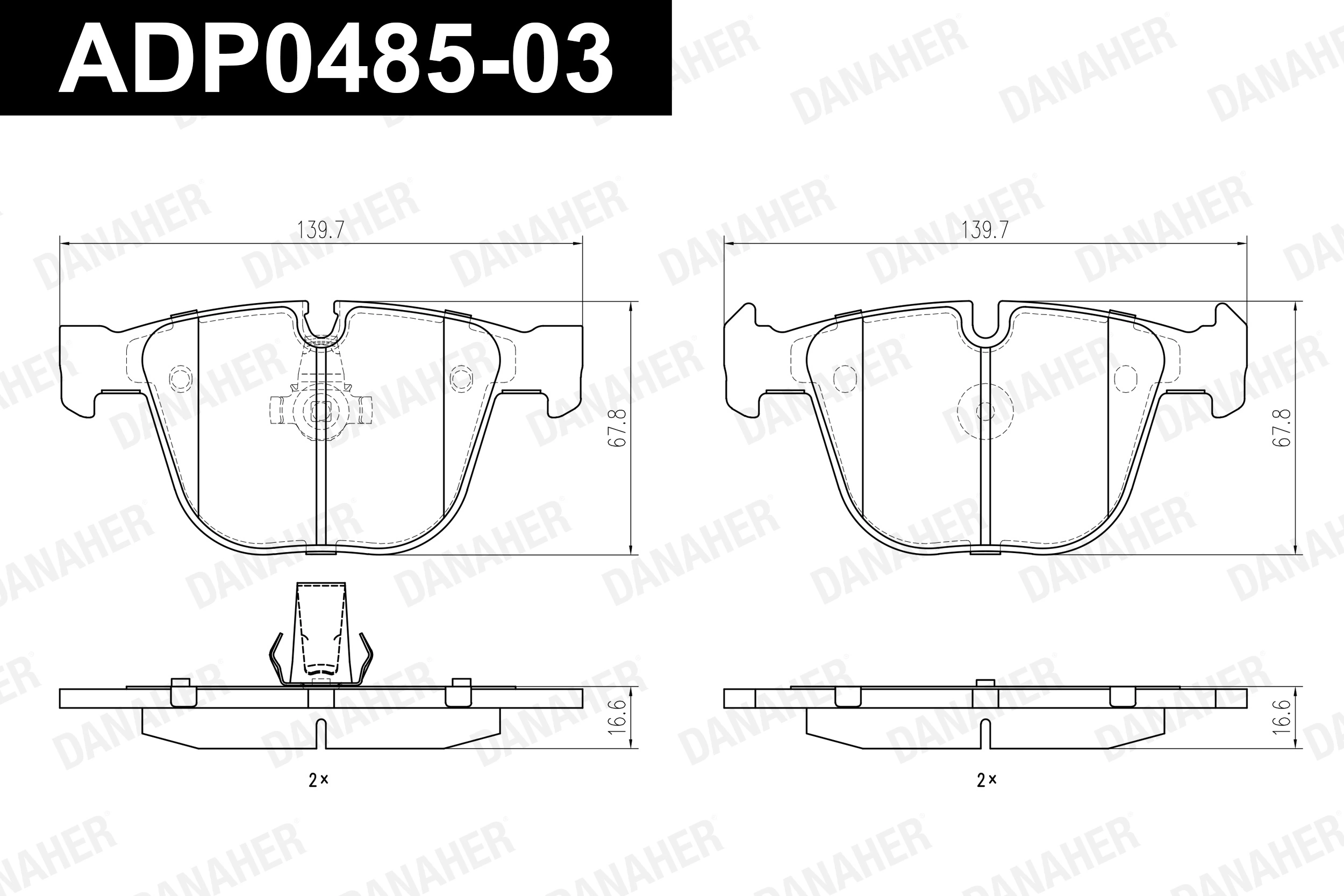 DANAHER fékbetétkészlet, tárcsafék - ADP0485-03 - TothCarparts