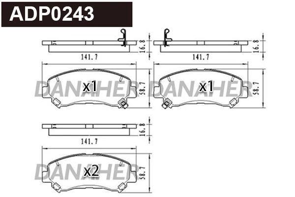 DANAHER fékbetétkészlet, tárcsafék - ADP0243 - TothCarparts