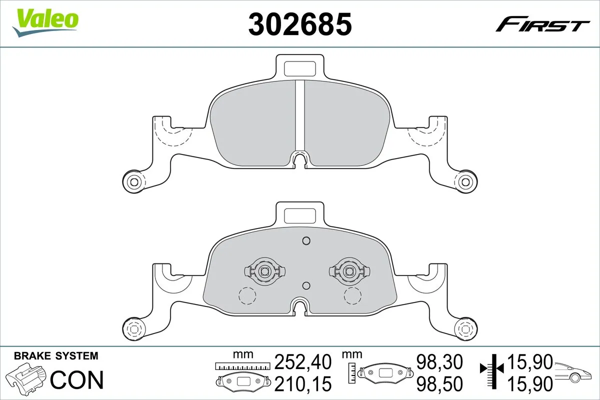 VALEO fékbetétkészlet, tárcsafék - 302685 - TothCarparts