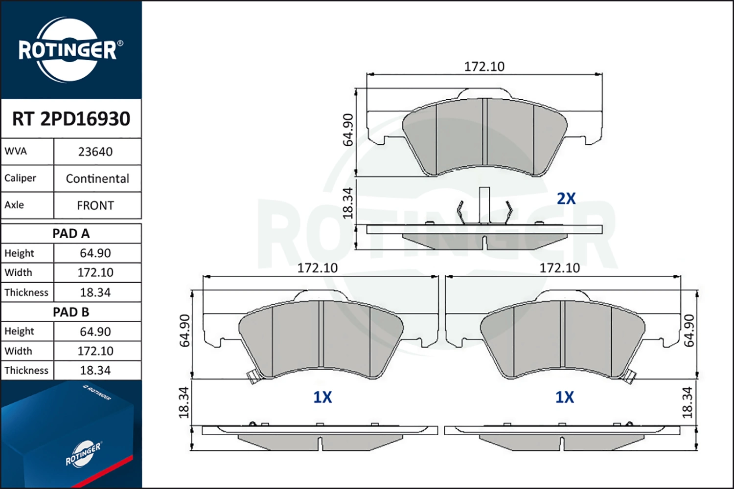 ROTINGER fékbetétkészlet, tárcsafék - RT 2PD16930 - TothCarparts