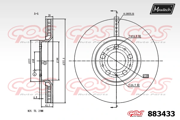 MAXTECH féktárcsa - 883433 - TothCarparts