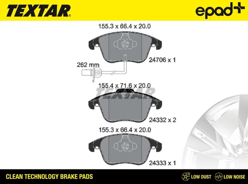 TEXTAR fékbetétkészlet, tárcsafék - 2470601CP - TothCarparts