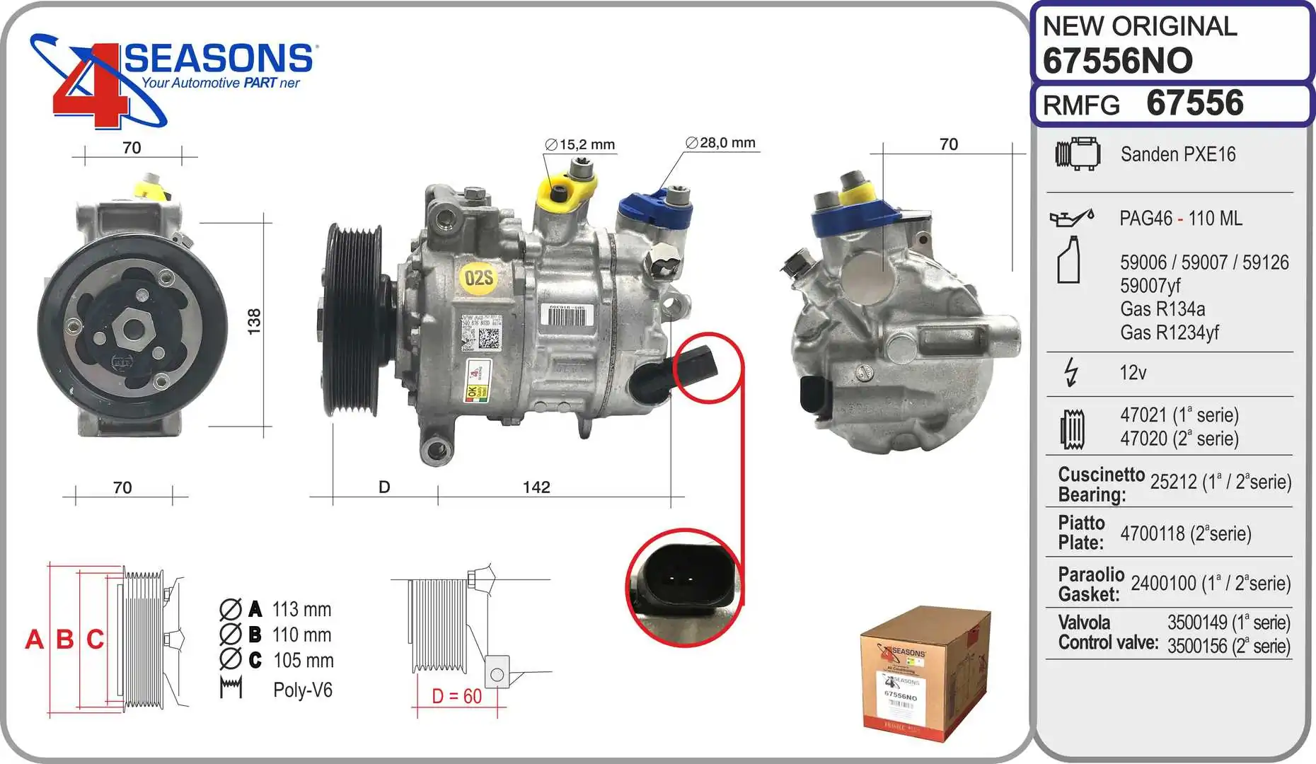 AHE kompresszor, klíma - 67556NO - TothCarparts