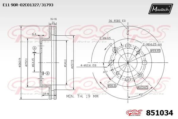 MAXTECH féktárcsa - 851034 - TothCarparts