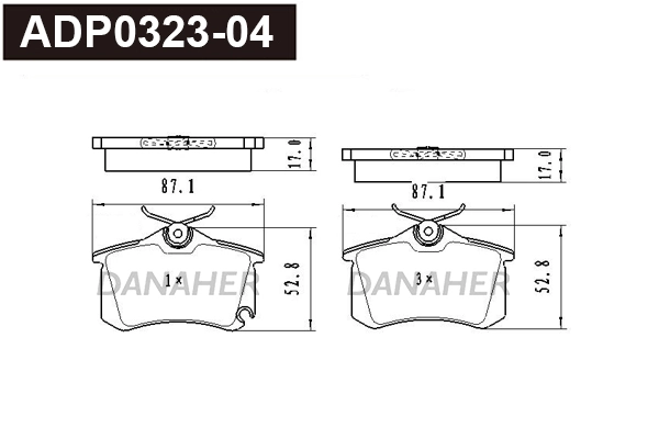 DANAHER fékbetétkészlet, tárcsafék - ADP0323-04 - TothCarparts
