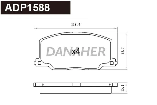 DANAHER fékbetétkészlet, tárcsafék - ADP1588 - TothCarparts