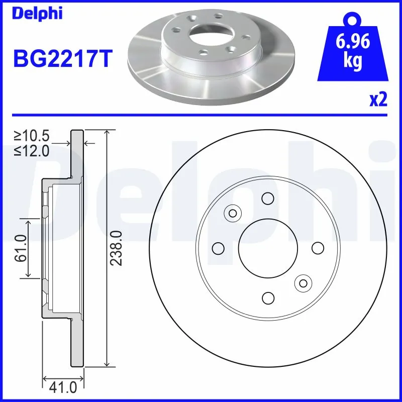 DELPHI féktárcsa - BG2217T - TothCarparts