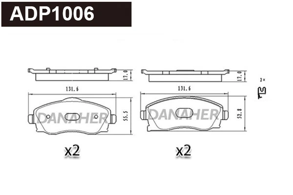 DANAHER fékbetétkészlet, tárcsafék - ADP1006 - TothCarparts