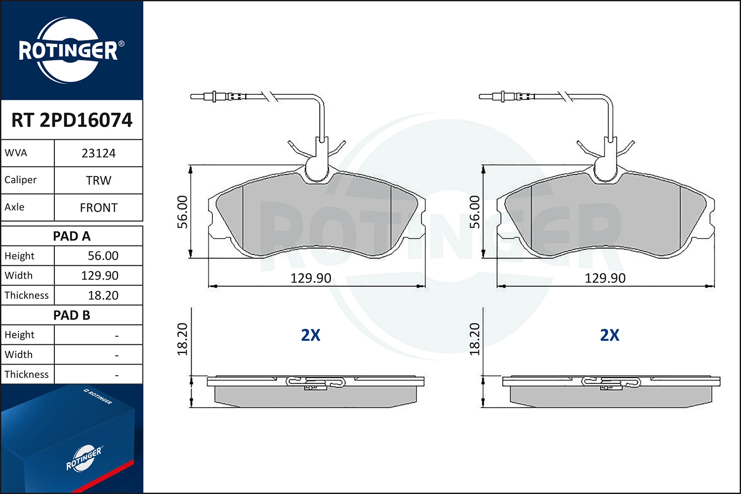 ROTINGER fékbetétkészlet, tárcsafék - RT 2PD16074 - TothCarparts