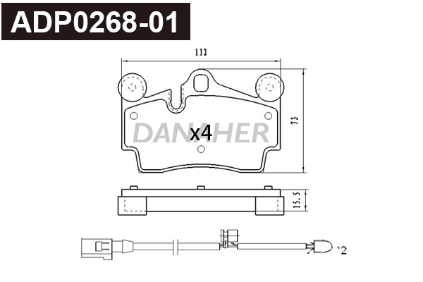 DANAHER fékbetétkészlet, tárcsafék - ADP0268-01 - TothCarparts