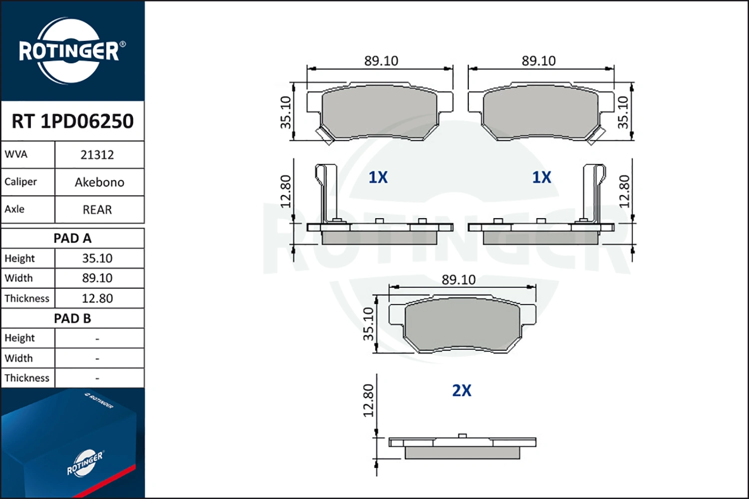 ROTINGER fékbetétkészlet, tárcsafék - RT 1PD06250 - TothCarparts