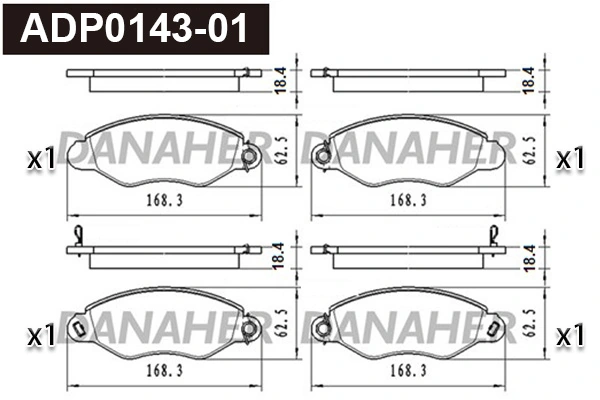 DANAHER fékbetétkészlet, tárcsafék - ADP0143-01 - TothCarparts