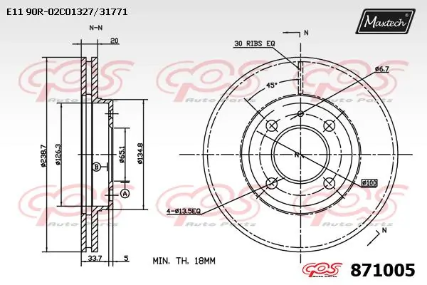 MAXTECH féktárcsa - 871005 - TothCarparts