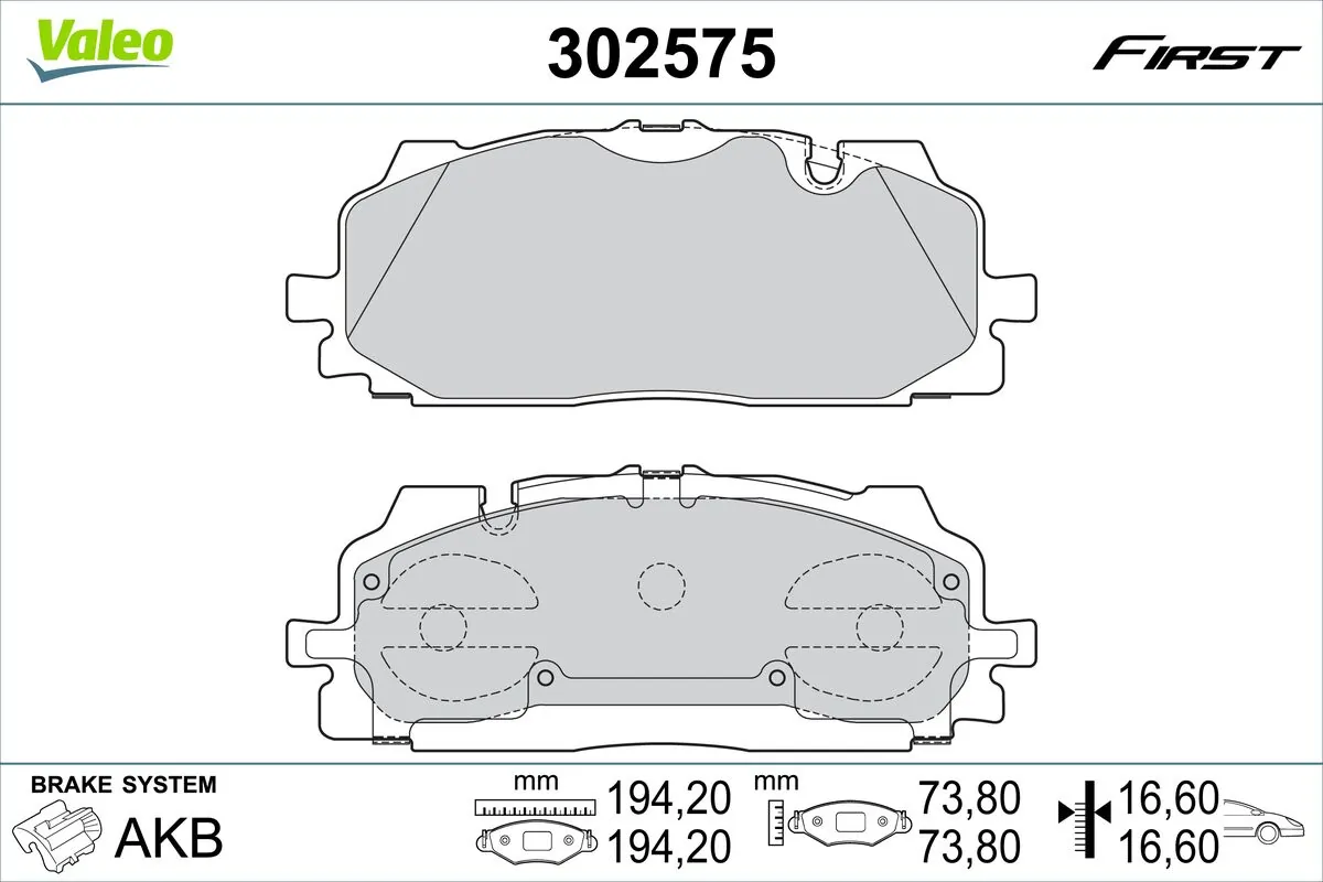 VALEO fékbetétkészlet, tárcsafék - 302575 - TothCarparts