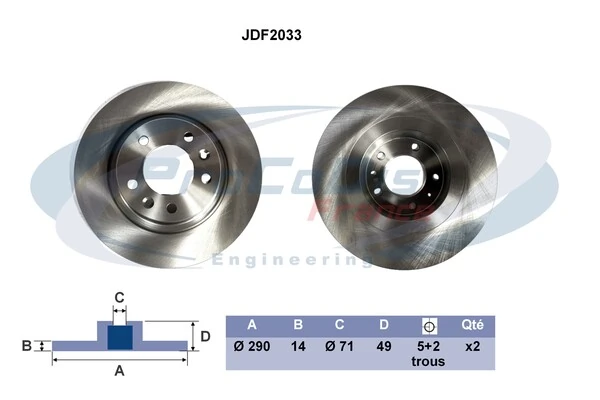 PROCODIS FRANCE féktárcsa - JDF2033 - TothCarparts