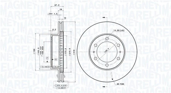 MAGNETI MARELLI féktárcsa - 360406188801 - TothCarparts