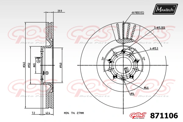 MAXTECH féktárcsa - 871106 - TothCarparts