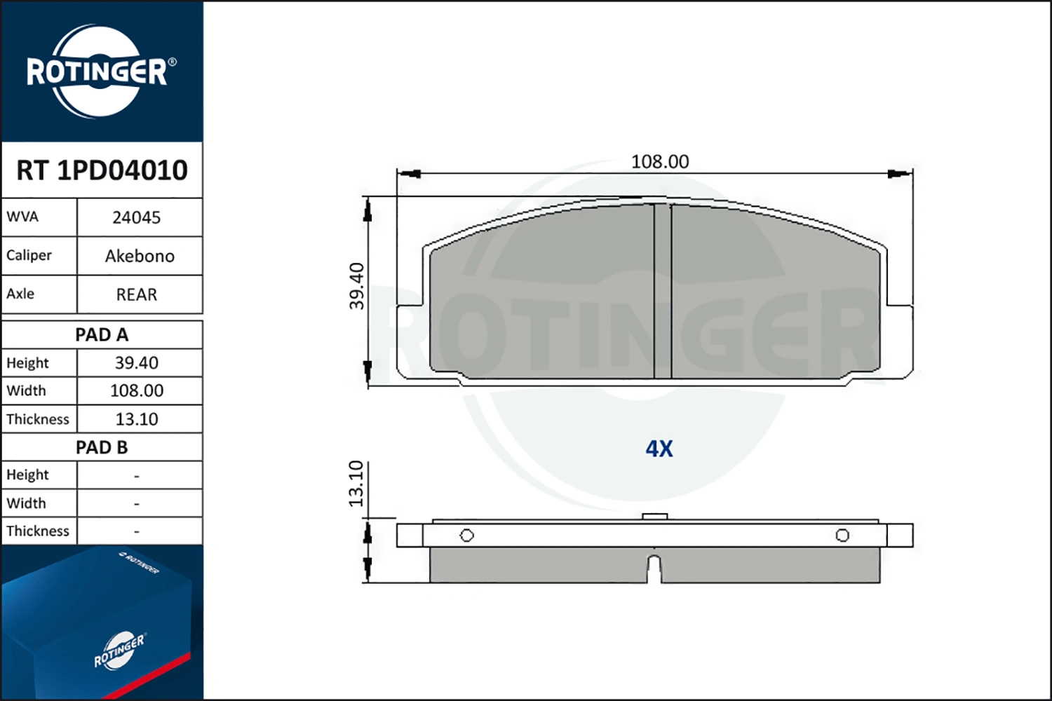 ROTINGER fékbetétkészlet, tárcsafék - RT 1PD04010 - TothCarparts