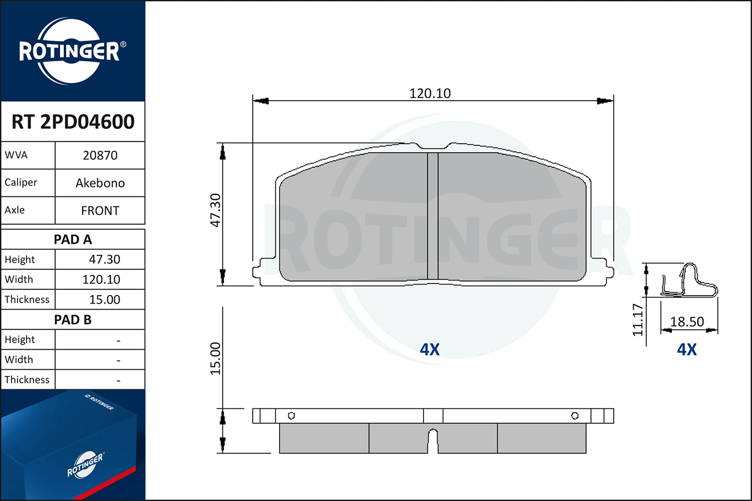 ROTINGER fékbetétkészlet, tárcsafék - RT 2PD04600 - TothCarparts