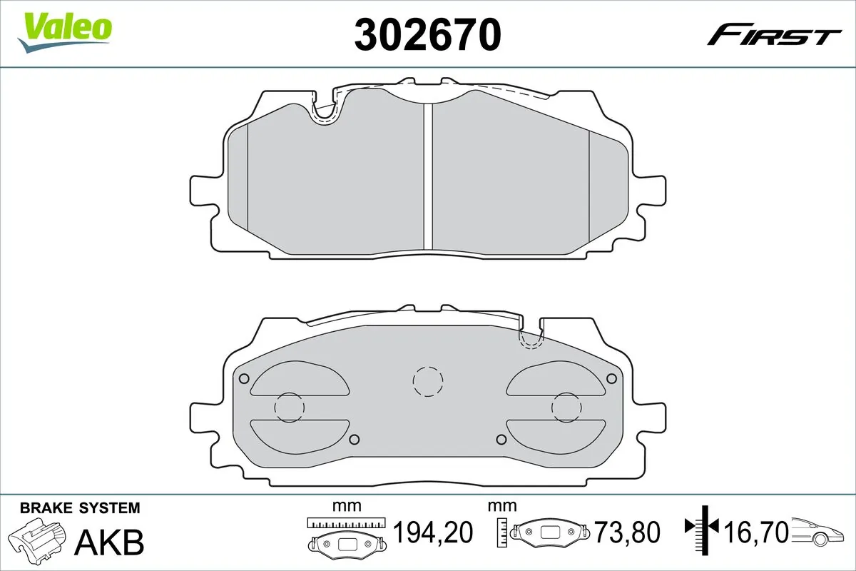 VALEO fékbetétkészlet, tárcsafék - 302670 - TothCarparts