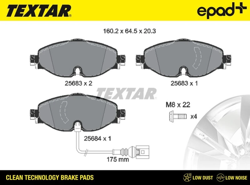 TEXTAR fékbetétkészlet, tárcsafék - 2568301CP - TothCarparts