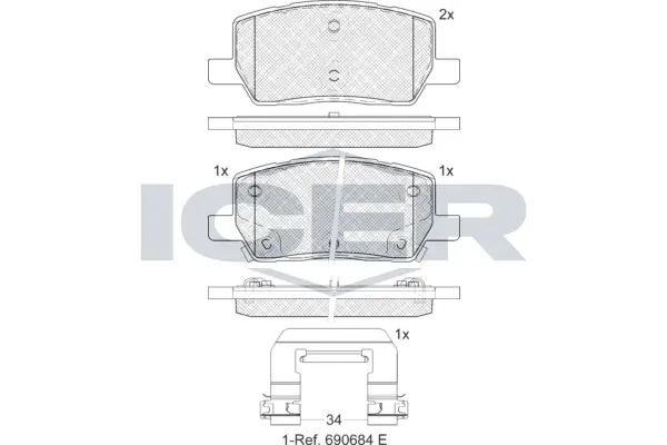 ICER fékbetétkészlet, tárcsafék - 182461 - TothCarparts