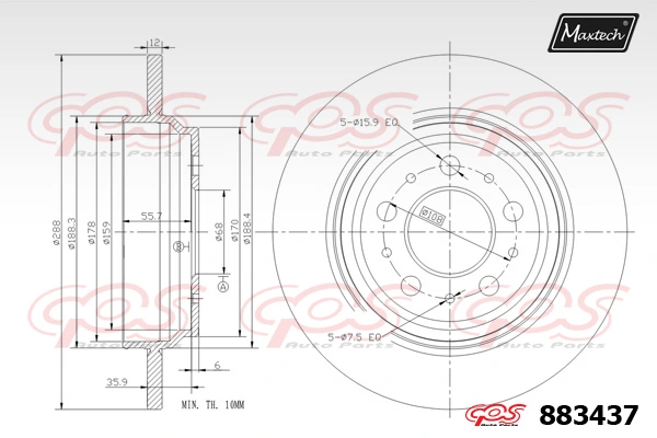 MAXTECH féktárcsa - 883437 - TothCarparts
