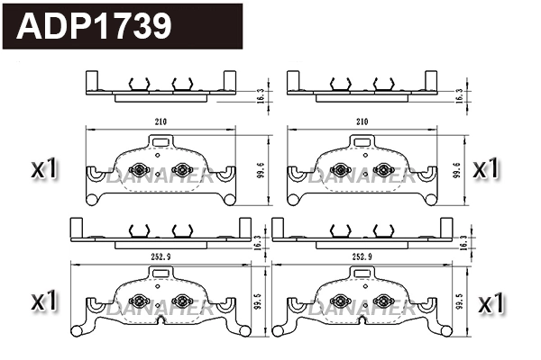 DANAHER fékbetétkészlet, tárcsafék - ADP1739 - TothCarparts