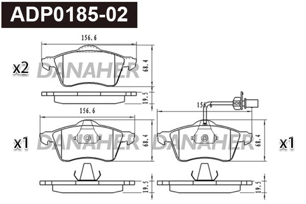 DANAHER fékbetétkészlet, tárcsafék - ADP0185-02 - TothCarparts