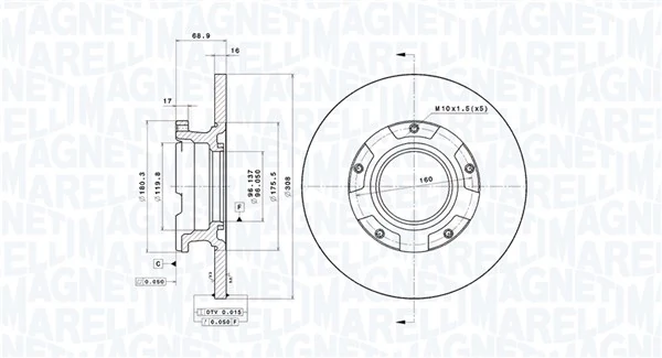 MAGNETI MARELLI féktárcsa - 360406189100 - TothCarparts