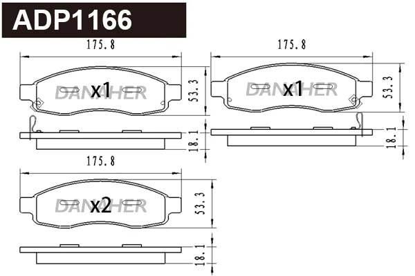 DANAHER fékbetétkészlet, tárcsafék - ADP1166 - TothCarparts