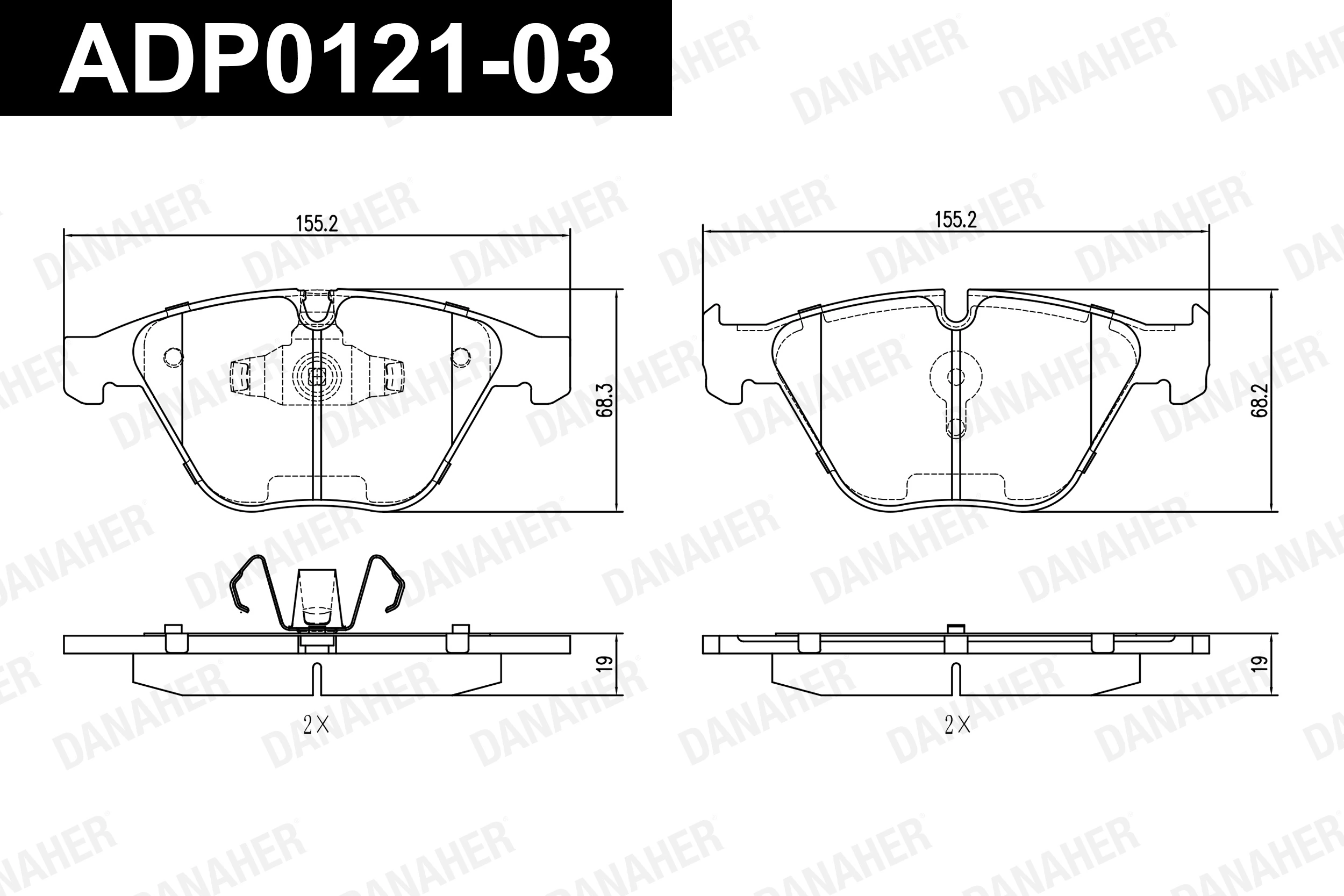 DANAHER fékbetétkészlet, tárcsafék - ADP0121-03 - TothCarparts