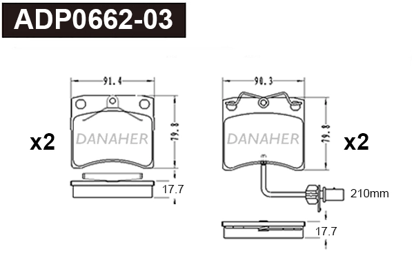 DANAHER fékbetétkészlet, tárcsafék - ADP0662-03 - TothCarparts