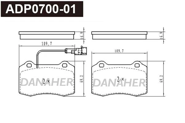 DANAHER fékbetétkészlet, tárcsafék - ADP0700-01 - TothCarparts
