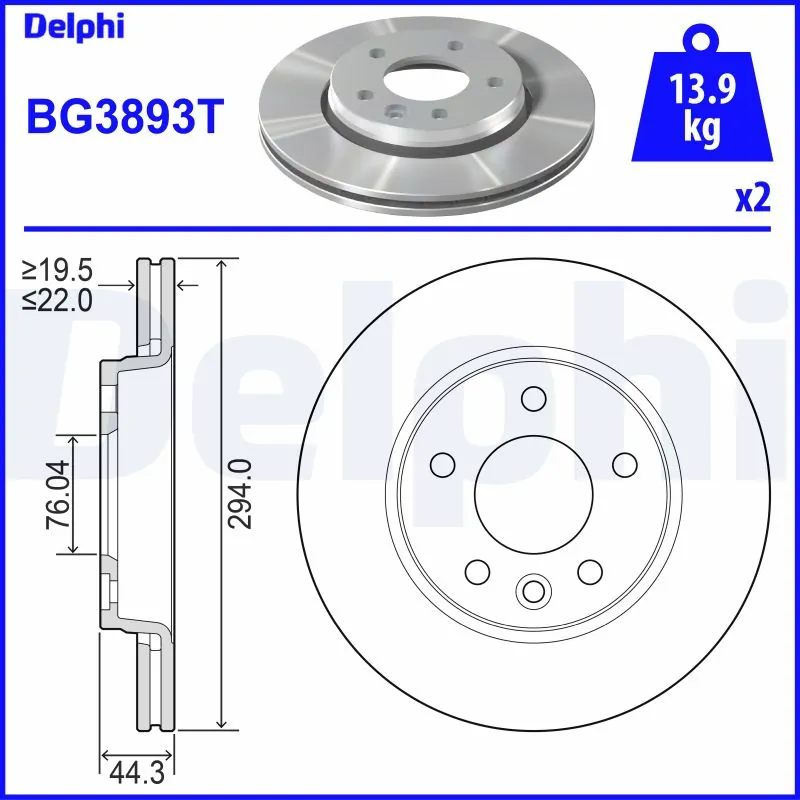 DELPHI féktárcsa - BG3893T - TothCarparts