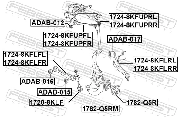 FEBEST lengőkar, kerékfelfüggesztés - 1724-8KFLFL - TothCarparts