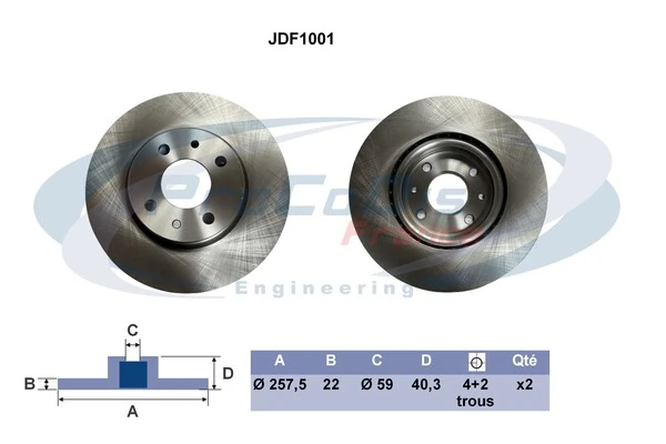 PROCODIS FRANCE féktárcsa - JDF1001 - TothCarparts