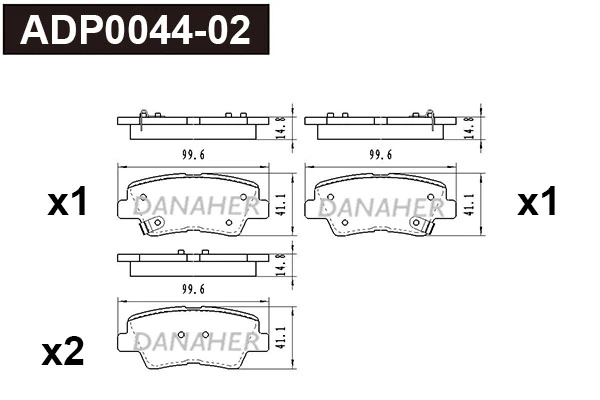 DANAHER fékbetétkészlet, tárcsafék - ADP0044-02 - TothCarparts
