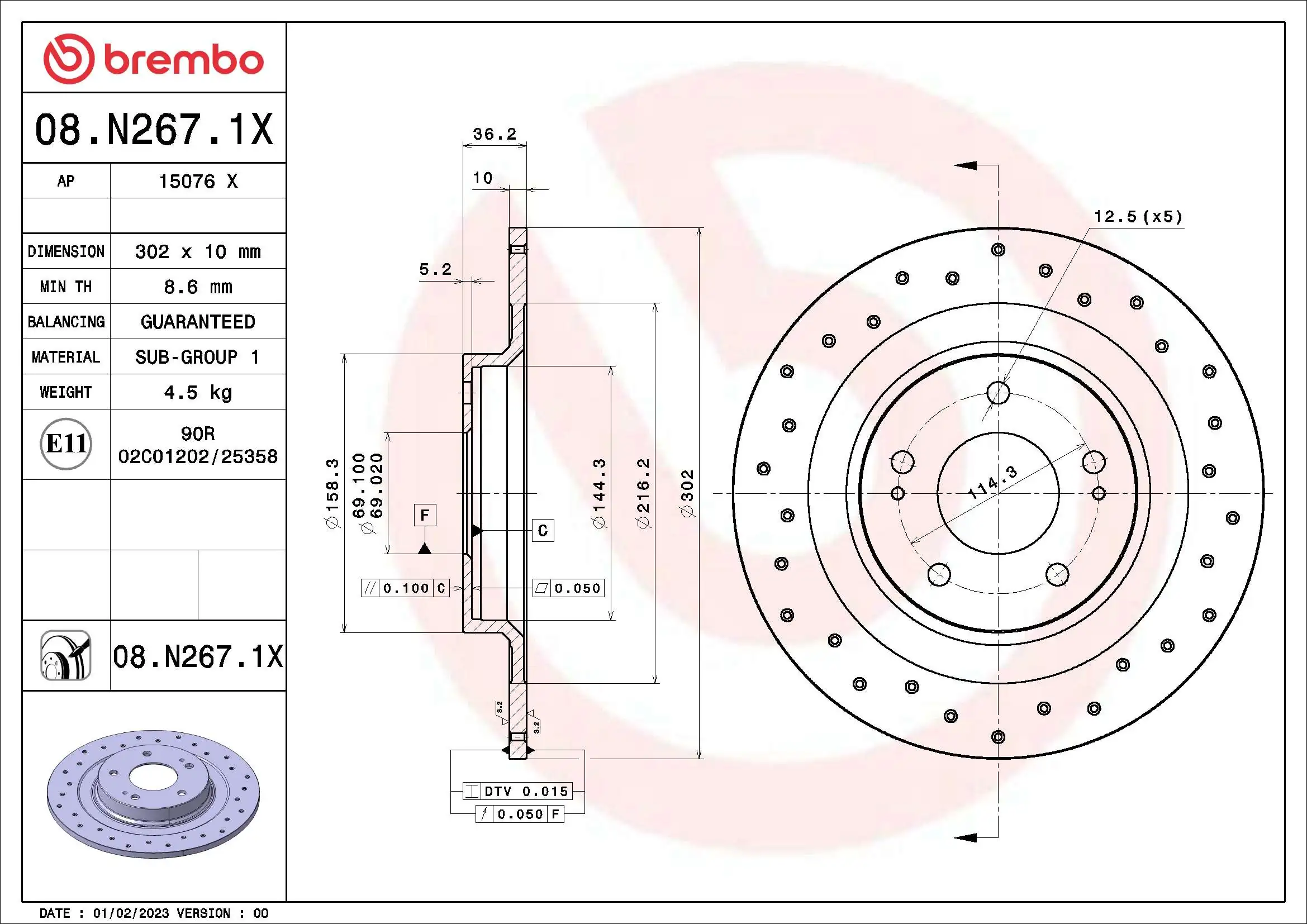 BREMBO féktárcsa - 08.N267.1X - TothCarparts