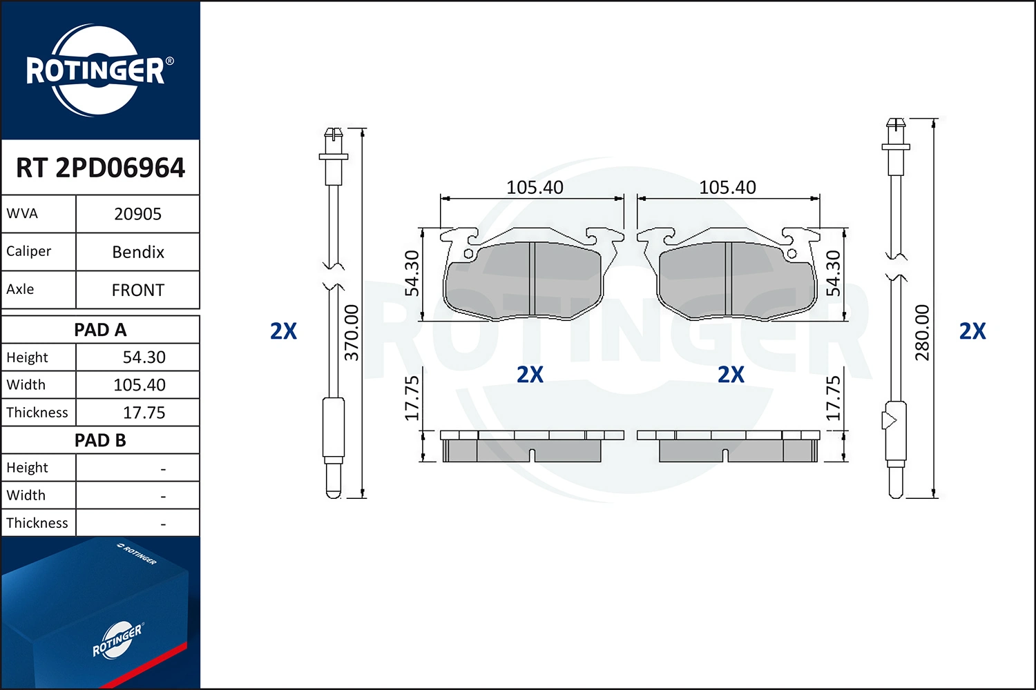 ROTINGER fékbetétkészlet, tárcsafék - RT 2PD06964 - TothCarparts
