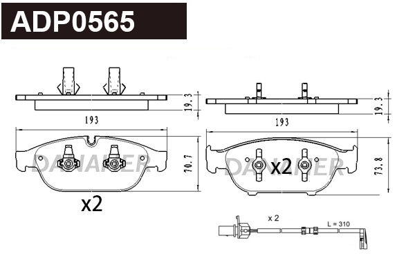 DANAHER fékbetétkészlet, tárcsafék - ADP0565 - TothCarparts