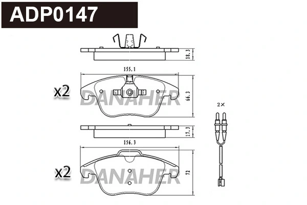 DANAHER fékbetétkészlet, tárcsafék - ADP0147 - TothCarparts
