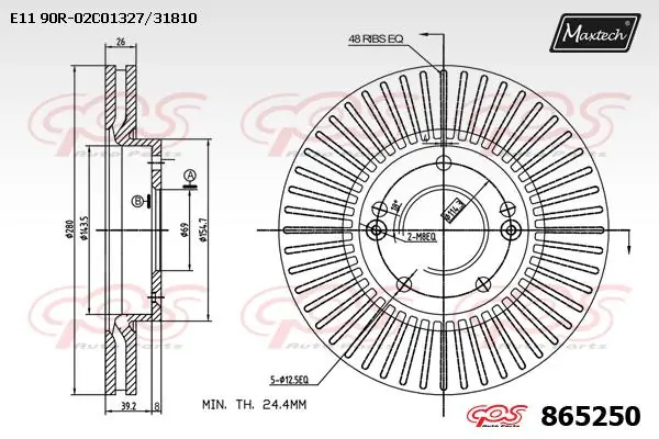 MAXTECH féktárcsa - 865250 - TothCarparts