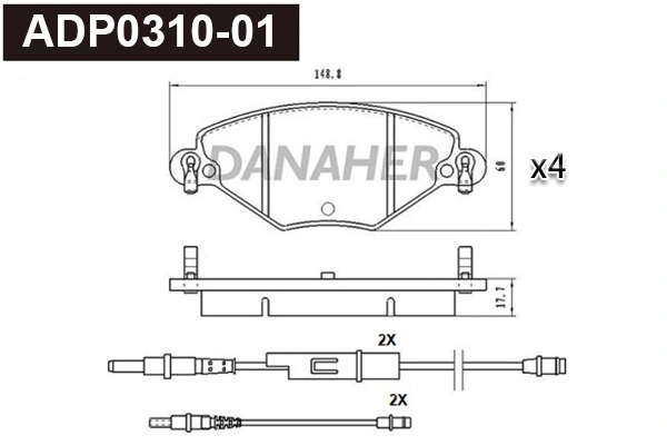 DANAHER fékbetétkészlet, tárcsafék - ADP0310-01 - TothCarparts
