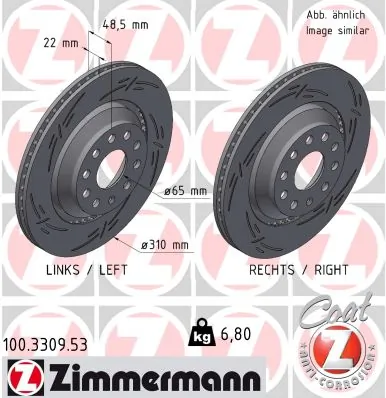 ZIMMERMANN féktárcsa - 100.3309.53 - TothCarparts