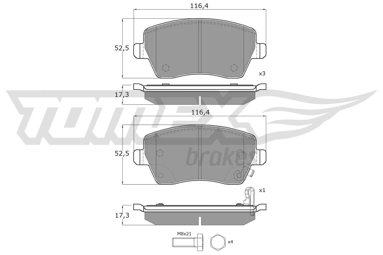 TOMEX Brakes fékbetétkészlet, tárcsafék - TX 14-162 - TothCarparts