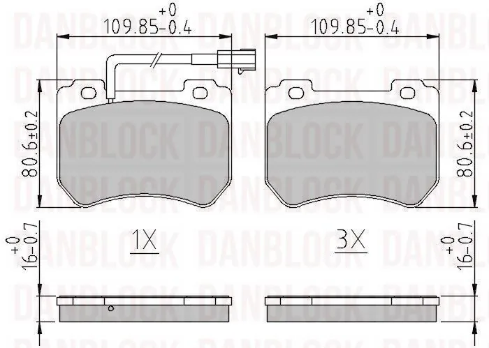DANBLOCK fékbetétkészlet, tárcsafék - DB 511263 - TothCarparts