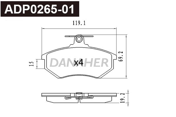 DANAHER fékbetétkészlet, tárcsafék - ADP0265-01 - TothCarparts