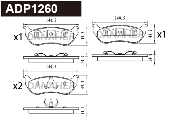 DANAHER fékbetétkészlet, tárcsafék - ADP1260 - TothCarparts